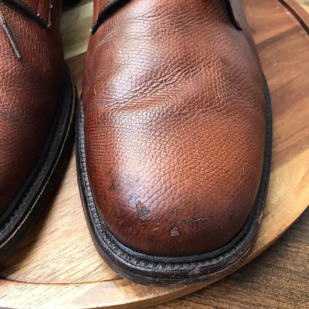 Allen Edmonds Leeds Derby Mens‎ 11 C Brown Pebble Grain Leather Plain Toe Shoes